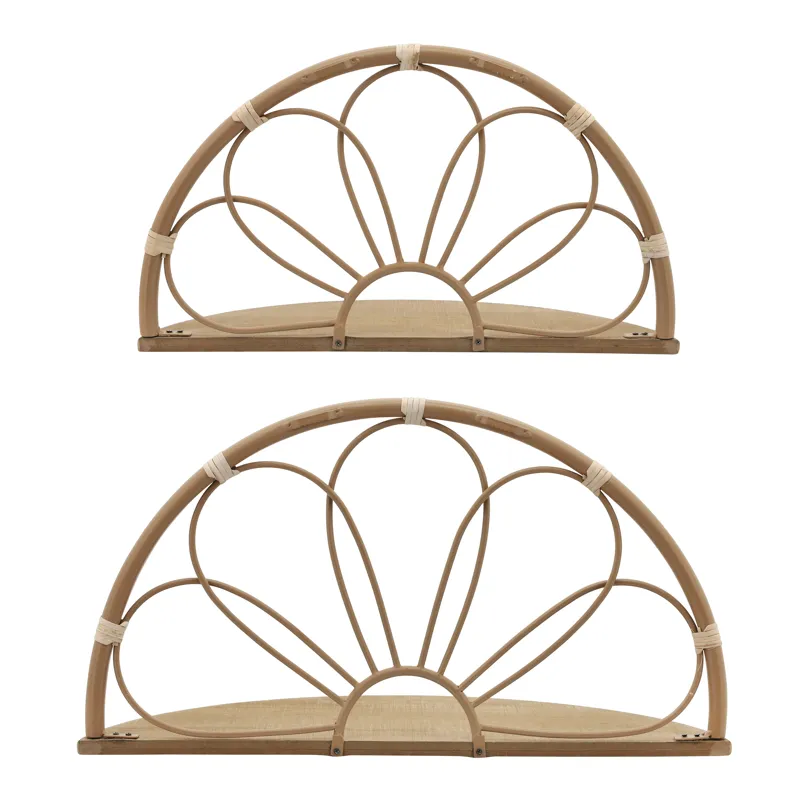 Ec S/2 11/13" Arched Flower Wall Shelves,brown