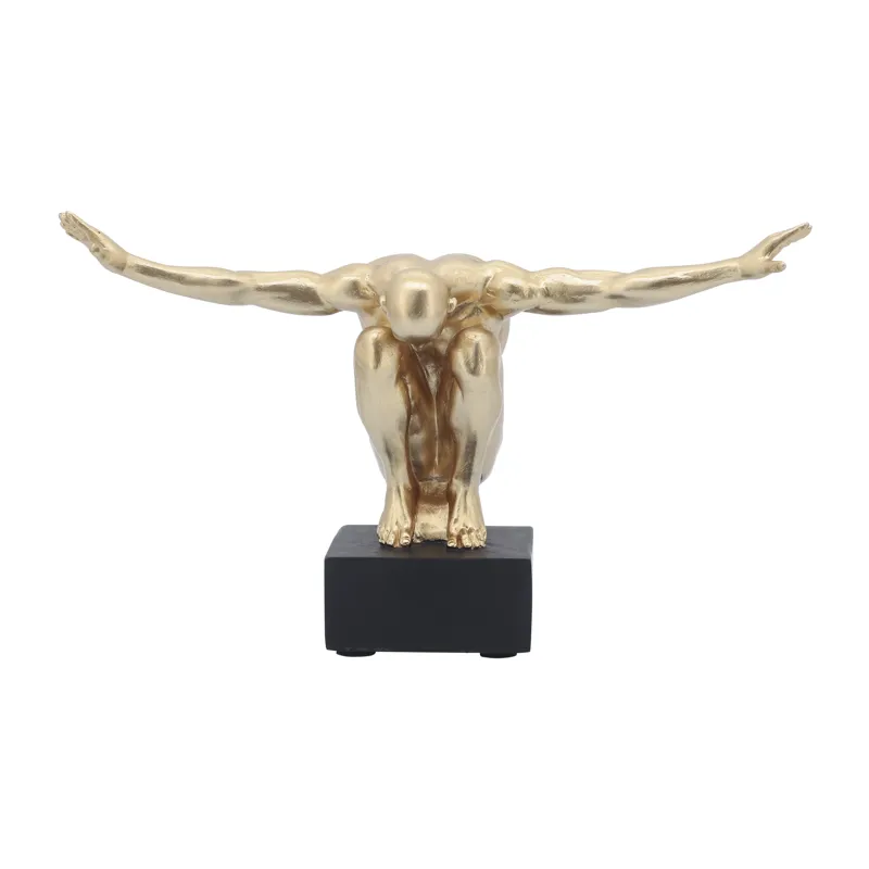 Resin, S/2, 6''h,  Man Sculpture Bookend, Gold