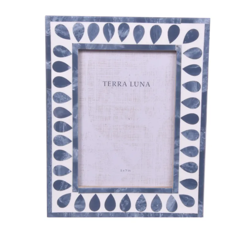 5x7" Teardrop Inlay Frame, Blue/white