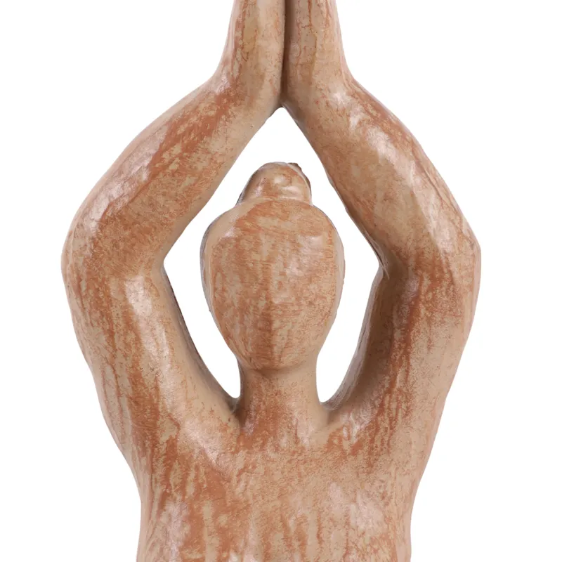 Ec Resin 11" Namaste Female Yoga Figurine, Brown
