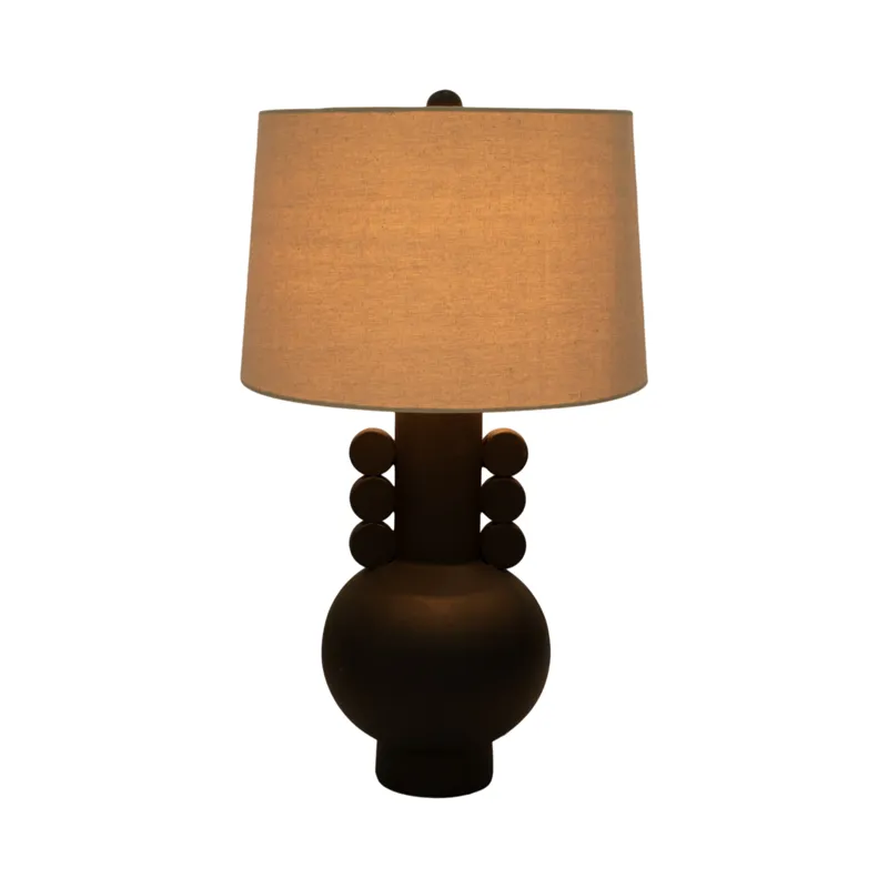 30\" Eared Totem Table Lamp, Black