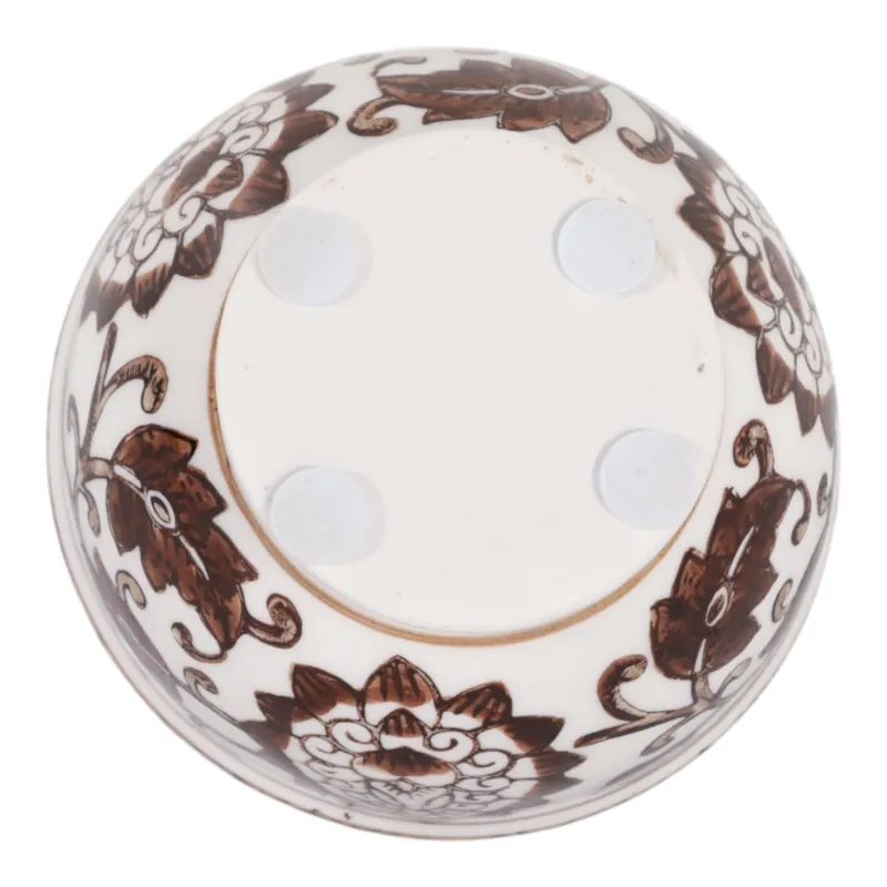 4\", 6oz Bowl Chinoiserie Candle, Brown/white