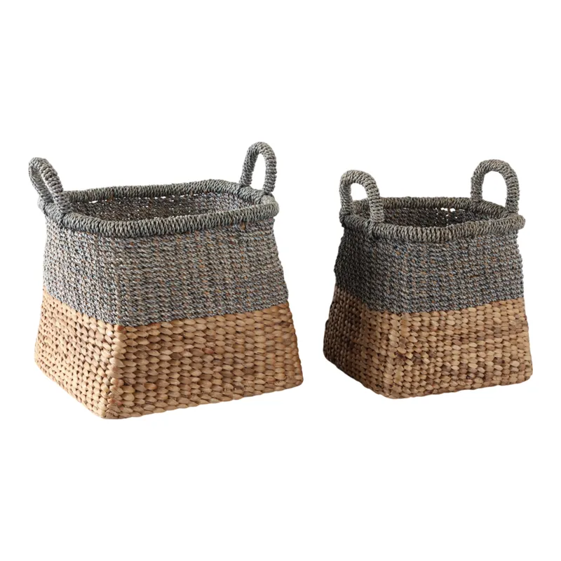 S/2 13/17\" Tapered Square Woven Baskets, Natural