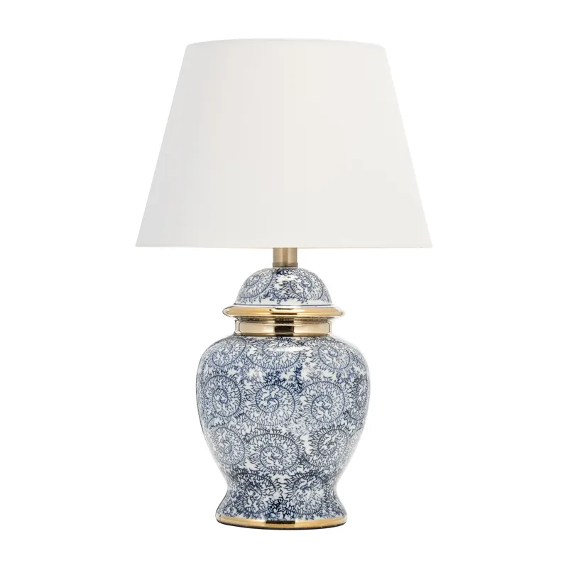 Ceramic 19" Chinoiserie Table Lamp, Blue/gold