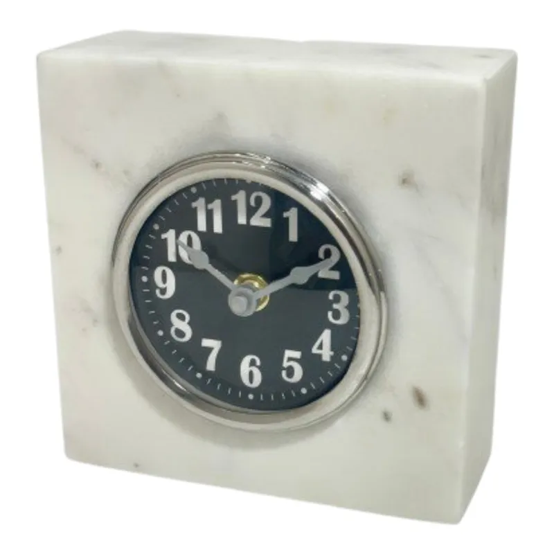 5x5\" Wht Marble Table Clock