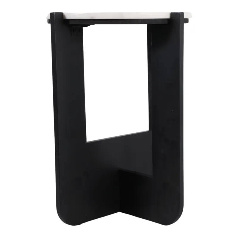 19x16\" Criss-cross Marble Top Accent Table,wht/blk
