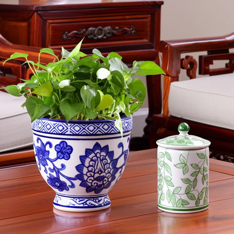 4\", 6oz Bowl Chinoiserie Candle, Green/white