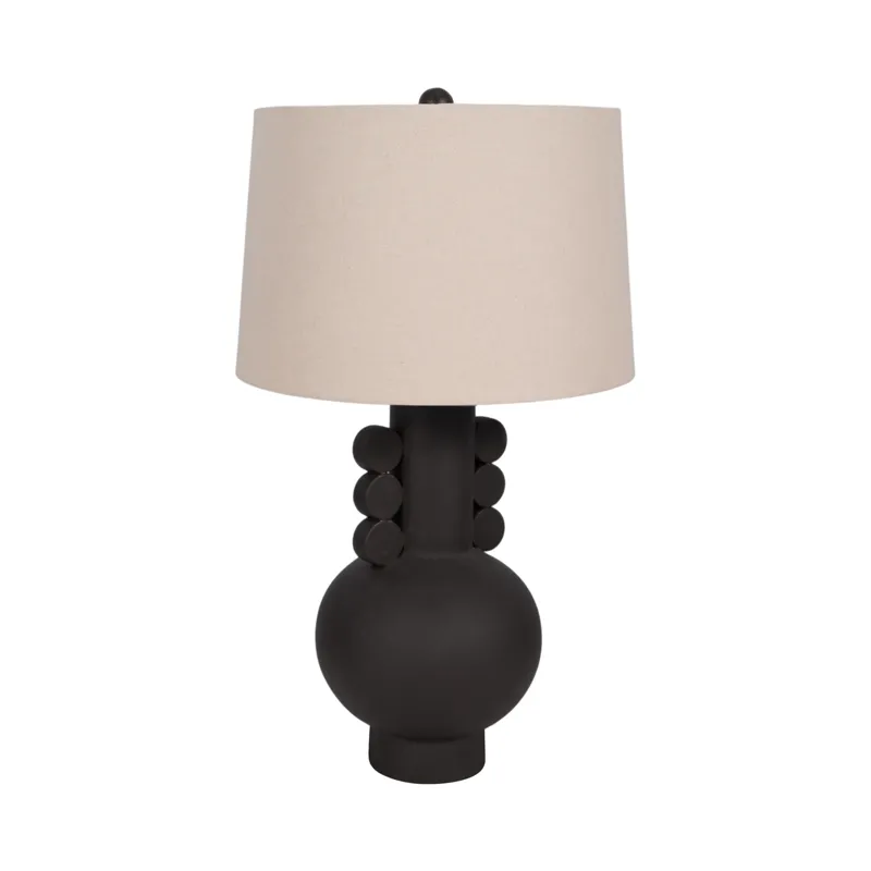 30\" Eared Totem Table Lamp, Black