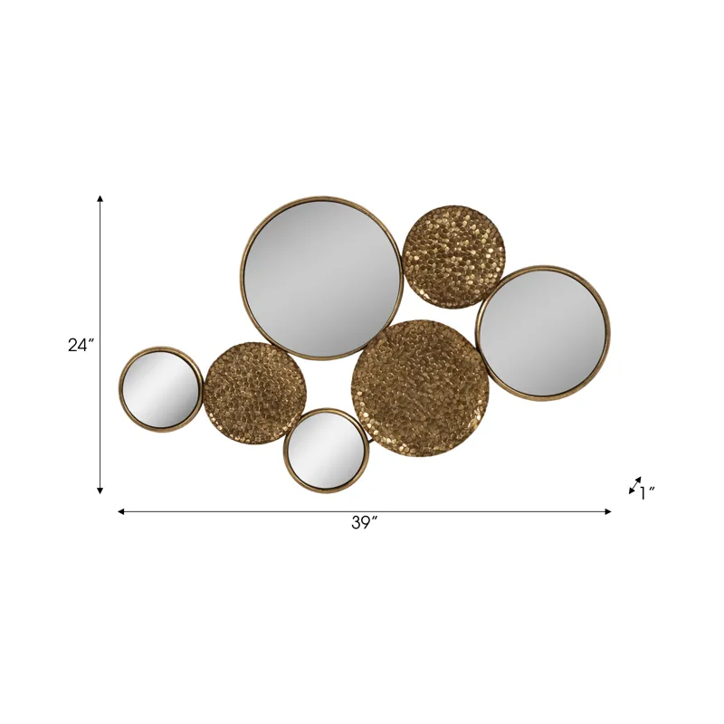Ec Metal 39" Mirrored Wall Decor,gold, Wb