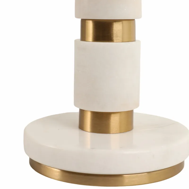27x14\" Stacked Marble Lamp With 2 Pulls, White/gol