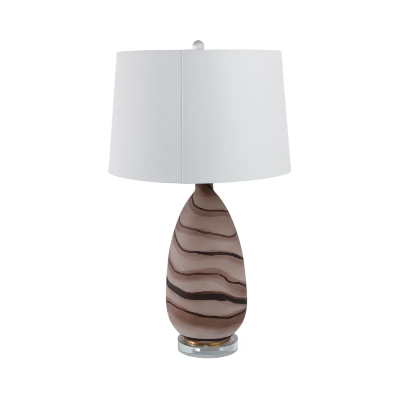 29x17\" Marbled Glass Table Lamp, Brown