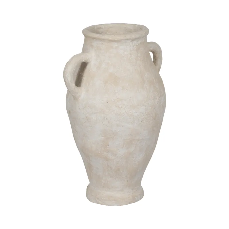 32\" Paper Mache Jug With Handles, White