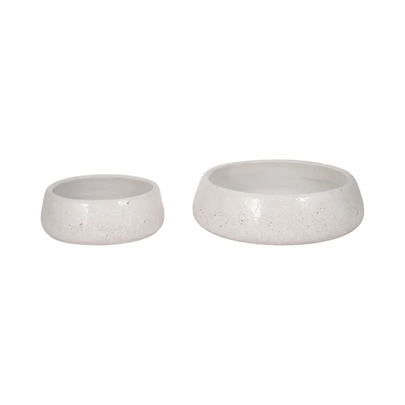 S/2 10/14\" Terracotta Bowls, White Crackle