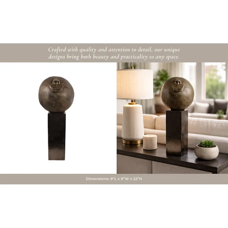 22x9" Smiley Head On Pedestal, Multi