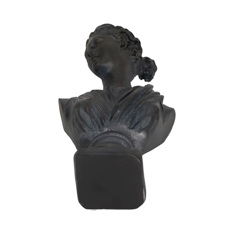 Ec 12" Grecian Bust Distressed Resin, Bronze