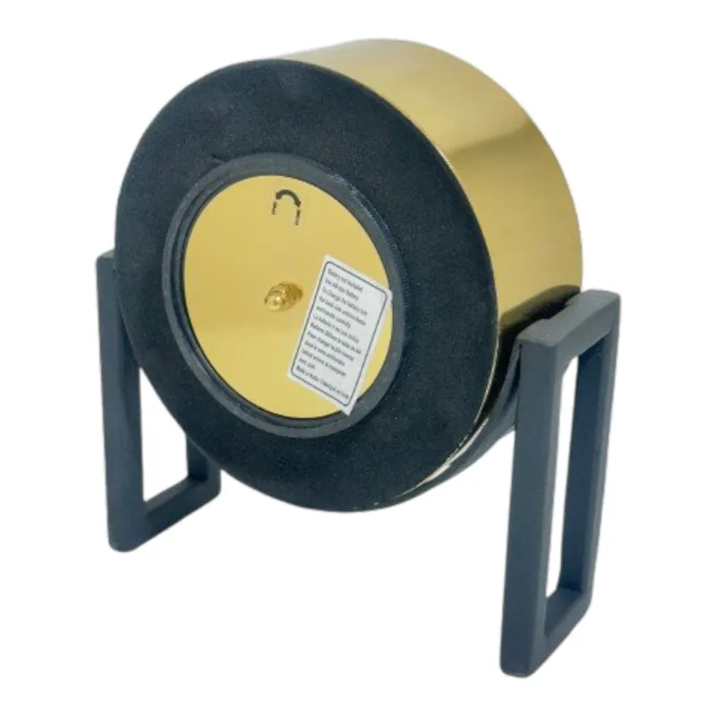 6\" Gld Blk Mtl Table Top Clock
