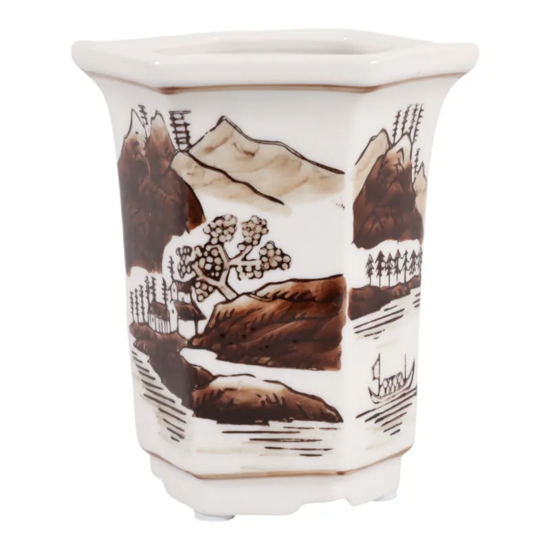 4\", 6oz Chinoiserie Candle, Brown/white