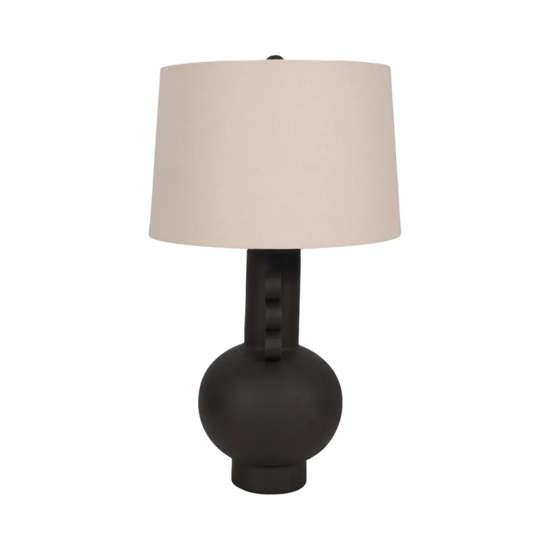 30\" Eared Totem Table Lamp, Black