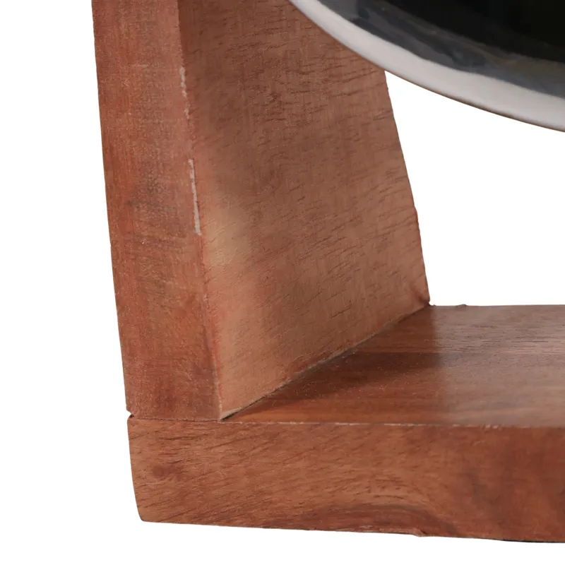 9x8\" Clock On Wood Base, Natural/silver