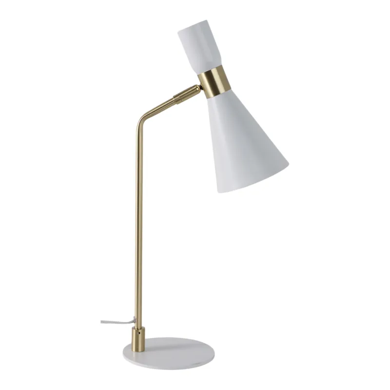 21\" Metal Table Lamp, White/gold