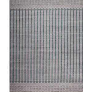 Manhattan Series 146006 Manhattan Reserve Wool & Silk , Pearl, Silver/Blue