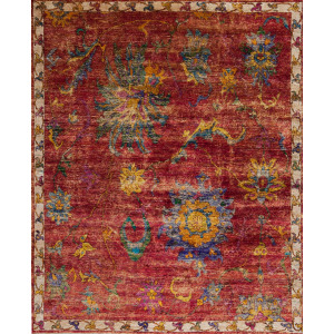 Transitional One-Of-A Kind, 149890 Sari Silk Sample Nile, Red