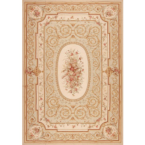 Needlepoints Rugs 164514 Petit Point Collection Henley, Cel Green