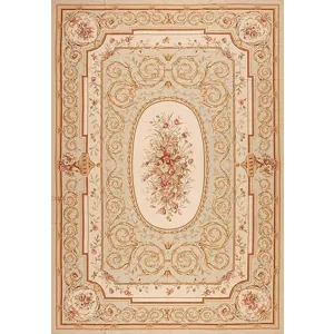 Needlepoints Rugs 164514 Petit Point Collection Henley, Cel Green