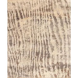 Modern One Of A Kind, 166642 Neutral Silk &amp; Wool , Natural Mix Greys
