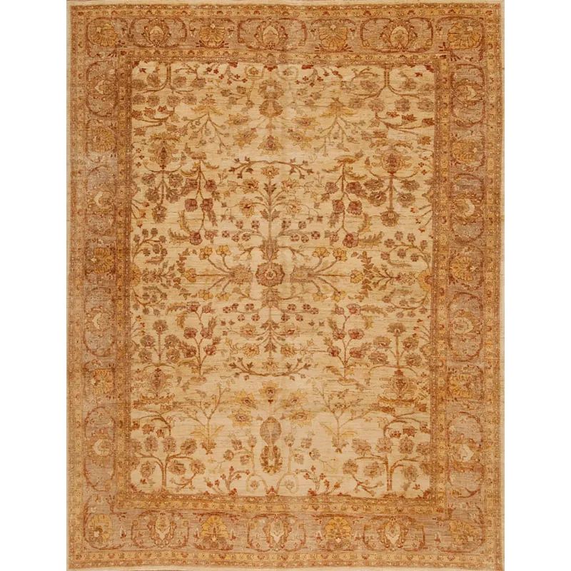 Traditional One Of A Kind, 142838 Peshawar M-12876, Ivory/Spruce