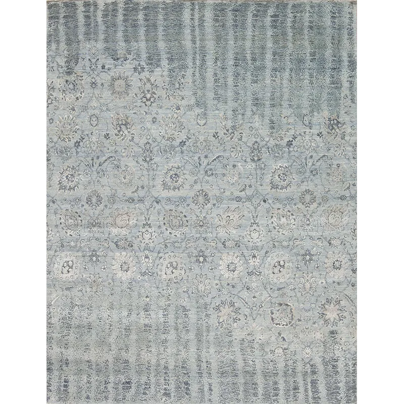 Modern One Of A Kind, 148576 Avant Garde Reserve Wool And Silk Happening , Sky Blue