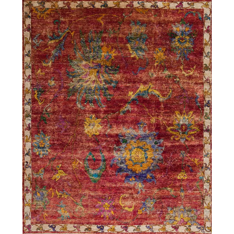 Transitional One-Of-A Kind, 149890 Sari Silk Sample Nile, Red