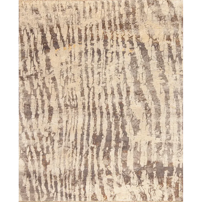 Modern One Of A Kind, 166642 Neutral Silk &amp; Wool , Natural Mix Greys