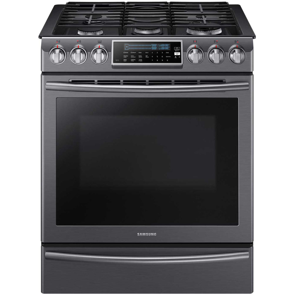 30" Gas Slide In Range NX58K9500WG by Samsung at Missouri Furniture