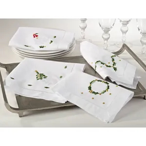 Hemstitched Holiday Napkin 20" Square