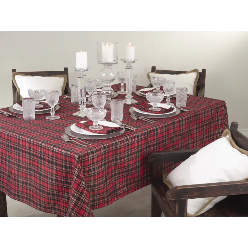 Plaid Design Tablecloth 65"x104" Oblong