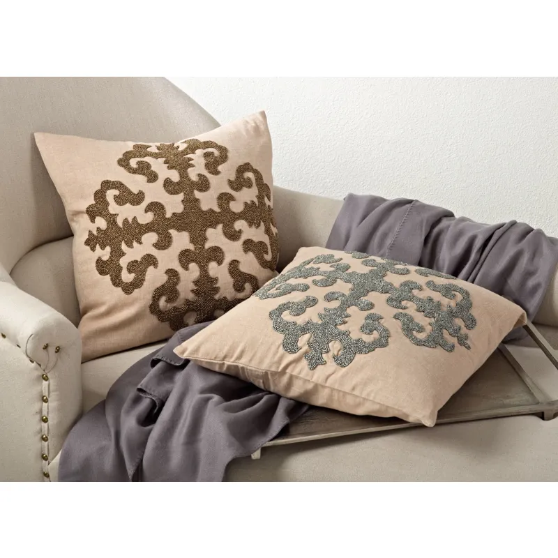 Beaded Medallion Design Pillow-FLD 18" Square