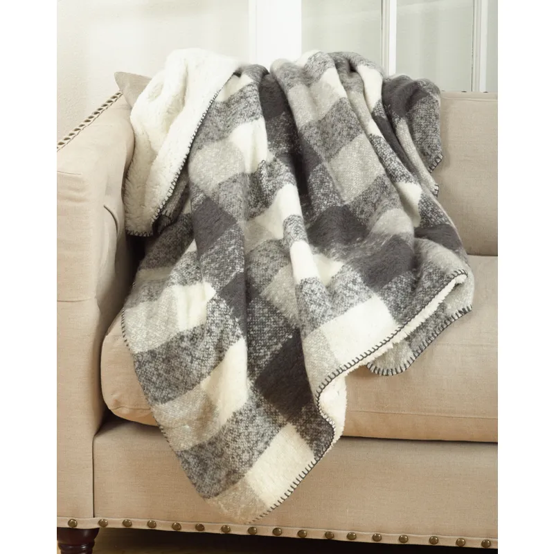 Faux Mohair Design Sherpa Throw