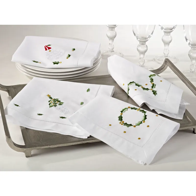 Hemstitched Holiday Napkin 20" Square