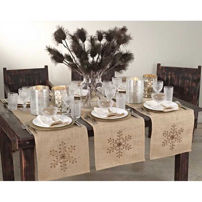 Beaded Snowflake Design Runner 16"x72" Oblong