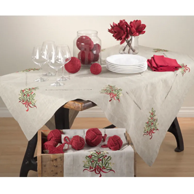 Xmas Tree Design Embroidered Topper 60" Square