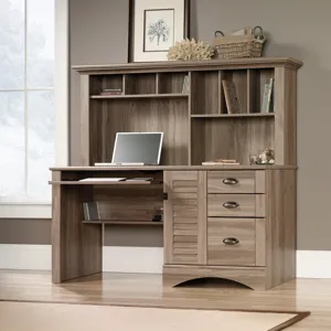 Computer Desk With Hutch - Salt Oak