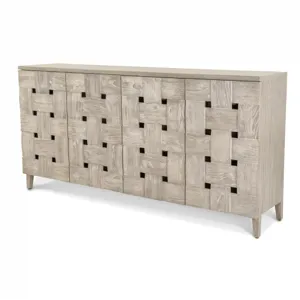 Wooden Weave 4-Door Credenza, Soft Close Doors
