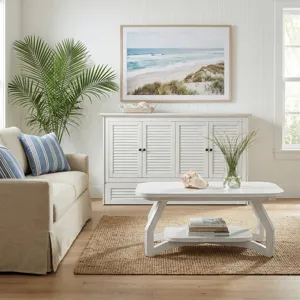 Surfside - Queen Cabinet Bed (Flip Top) Component - Weathered White Finish
