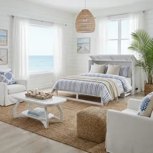 Surfside - Queen Cabinet Bed (Flip Top) Component - Weathered White Finish