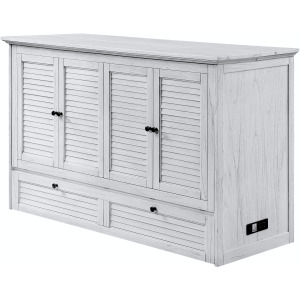 Surfside - Queen Cabinet Bed (Flip Top) Component - Weathered White Finish