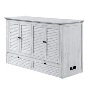Surfside - Queen Cabinet Bed (Flip Top) Component - Weathered White Finish
