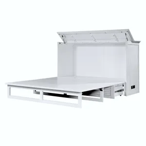 Surfside - Queen Cabinet Bed (Flip Top) Component - Weathered White Finish