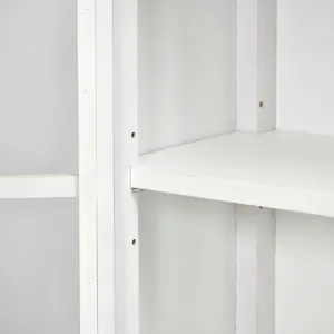 Nantucket-Coastal-Nautical-decor-cabinet-with-adjustable-height-shelf-navy-blue-white-and-glass-door