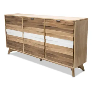 Laguna 3-Door Credenza - Brown, Tan White